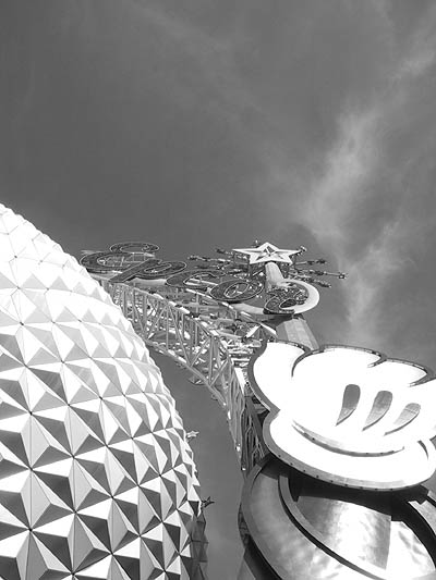 Epcot Ball, Grayscale.